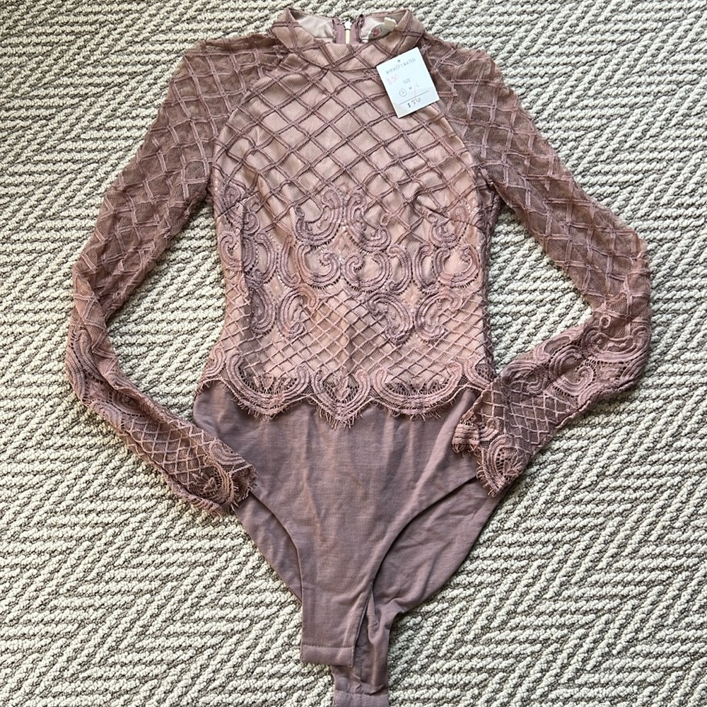 Lace blush body suit
